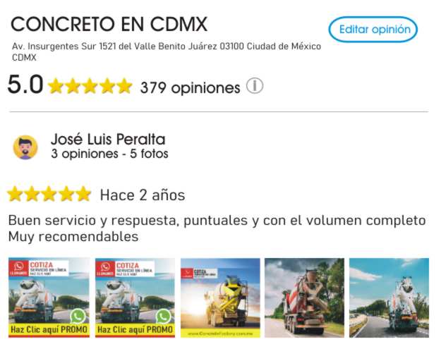 Concreto económico a buen precio en CDMX